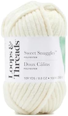 Loops & Threads Sweet Snuggles Yarn - Yarn for Knitting, Crochet, Weaving, and Arts & Crafts - White, Polyester, 8.8 oz
