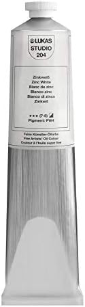 Lukas Studio Artist Oil Color Paints - High-pigment oil paint made with natural binder for artist, painting, & more! - [Zinc White - 200 mL]