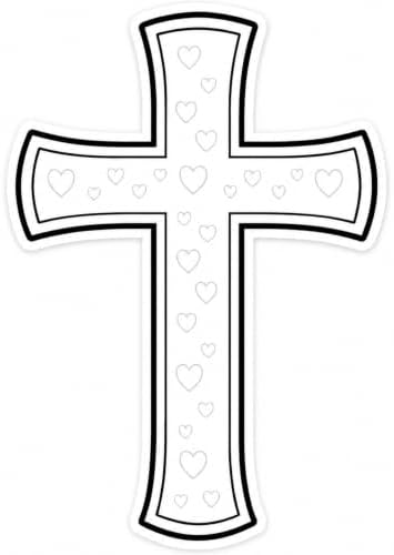Christian Holographic or Reflective Cross Car Decal, Jesus Cross Vinyl Sticker with Subtle Dove or Heart Pattern, Weather Resistant Bumper Window Decal for Car Truck Motorcycle Laptop (White Heart)