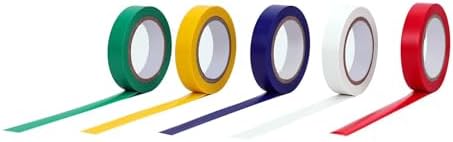 Amazon Basics Strong Adhesive Electrical Tape for Home, DIY, Automotive, Electrical Protection, Labeling and Craft Projects, 1/2" x 6.66 yard, Multi-Color, 10-Pack