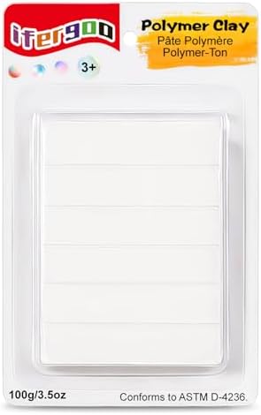 ifergoo 100g White Polymer Clay, 3.5oz Oven Bake DIY Modeling Clay for Kids