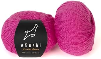 100% Baby Alpaca Yarn for Knitting & Crocheting - Set of 2 Skeins of Premium Yarn DK - Lightweight, Hypoallergenic & Thermal Peru Made - Ideal for Delicate Projects (RE083 - Raspberry Rose)