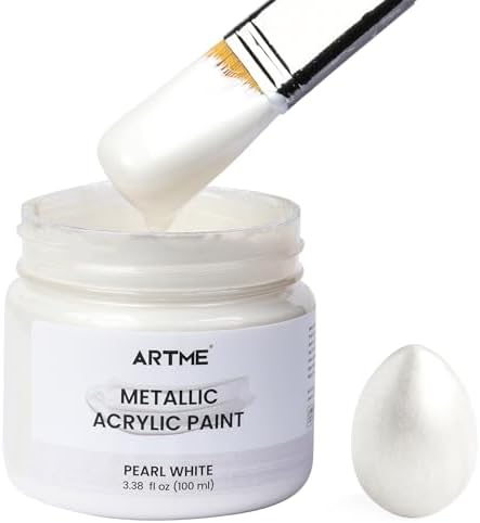 ARTME Acrylic Paint Metallic Pearl White, 100ml Pearl Paint for Art Painting, Hand-crafts, Non-Toxic, Non-Fading Pearlescent Acrylic Paints Ideal for Canvas, Wood, Fabric, Furniture, Ceramic, Stone Craft Supplies