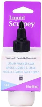 Polyform Liquid Sculpey Liquid Polymer Oven-Bake Clay, Translucent, 2 oz. bottle, Great for jewelry, holiday, DIY, mixed media, window clings, home décor and more! Great for beginners to artists!