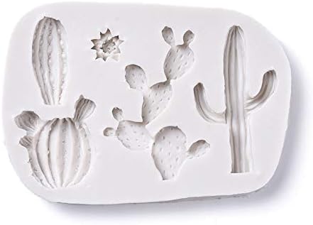 Craftdady Silicone Soap Mold 5 Cavities Cactus Flower Moulds Trays, 2 Pack for Handmade Craft Biscuit Candy Chocolate Cake UV Resin Epoxy Resin Jewelry Making