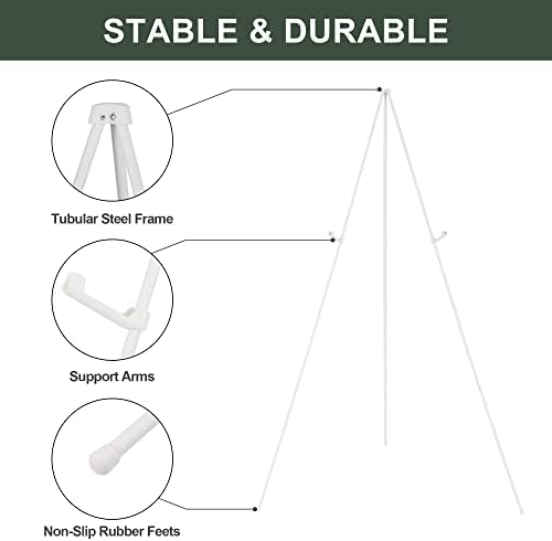 DANMO Easel Stand for Wedding Sign Poster 63'' Instant Display Easel for Floor Adjustable Metal Art Easel White 3 Pack