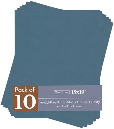 Steel Blue 15x19 Uncut Premium Mat Board - No Opening - 10 Mats