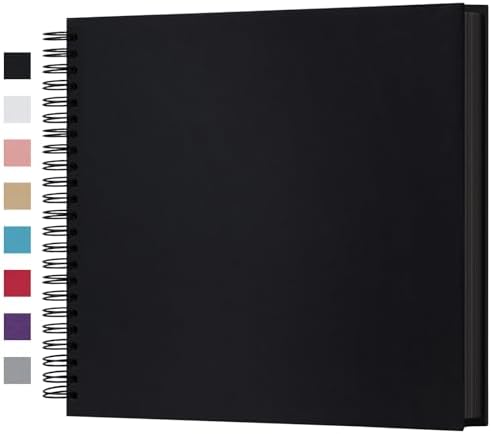 potricher 12 x 12 Inch Large DIY Scrapbook Photo Album 80 Pages, Black | Thick Kraft Paper Scrap Book Photo Albums, Memory Book for Wedding, Anniversary, Baby, Family, Travel, DIY Projects