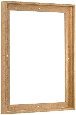 Pixy Canvas Floater Frame 7x14 for 3/4 (0.75) inch Deep Canvas Paintings/Canvas Prints/Wood Canvas Panels/Wall Art/Wall Decor/Home Decor/Artwork (Scratched Gold & Cream, 7 x 14 inch, Portrait)