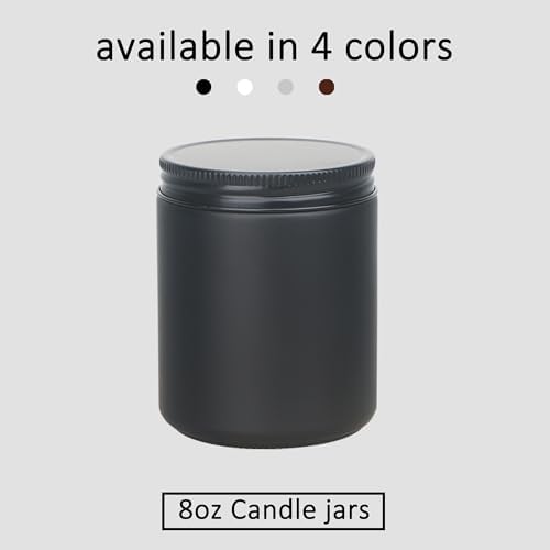 MILIVIXAY 20 Pack 8 OZ Thick Glass Matte Black Candle Jars with All Black Metal Lids-Bulk Empty Candle Jars for Making Candles-Canning Jar for Spice, Liquid, Sample- Dishwasher Safe.