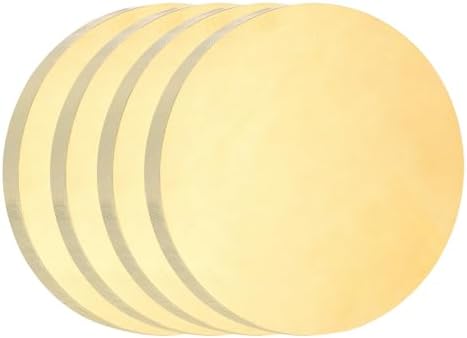 uxcell 4Pcs Brass Round Plate, 0.12"(3mm) Thick 1"(25mm) Dia H65 Brass Round Disc Blank Metal Sheet Copper Circle Disc for Metal Stamping DIY Crafts
