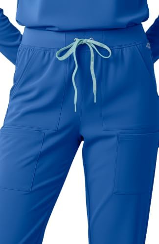 Med Couture Luma Jogger Scrub Pants for Women with Rib Knit Waistband