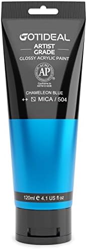 GOTIDEAL Iridescent Acrylic Paint Chameleon Blue Tubes(120ml, 4.1 oz) | Non Toxic, Non Fading, Rich Pigments,for Painters, Adults & Kids,Ideal for Canvas Wood Clay Fabric Ceramic Craft Supplies