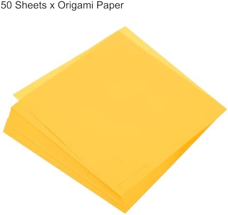 MECCANIXITY 50 Sheets Origami Paper Double Sided 8x8 Inch(20x20cm) Square Sheet for Art Craft Project, Beginners, Gifts Decor, Gold