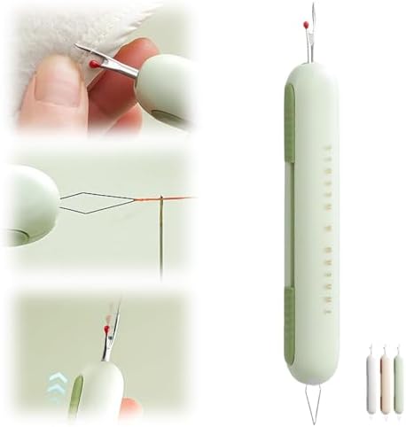 2024 Upgrade 2 in 1 Needle Threader Seam Ripper, Needle Threaders Seam Rippers for Sewing, Needle Threading and Seam Kit Seam Ripper Tool for Elderly and Sewing Enthusiasts(Green)