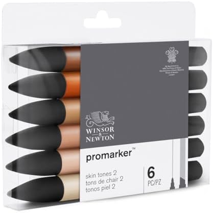 Winsor & Newton ProMarker Set, 6 Count, Skin Tones Set 2