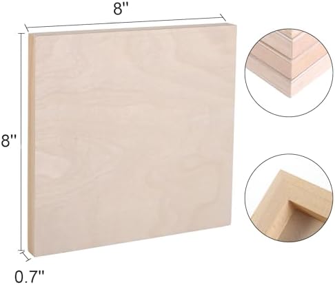 Yarlung 10 Pack Unfinished Wood Panels, 8 x 8 Inches Birch Wooden Cradled Painting Panel Canvas Boards for Watercolor, Arts and DIY Crafts, Easel Display, Use with Oils, Acrylics