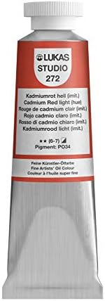 LUKAS Studio Artist Oil Color Paints - High-pigment oil paint made with natural binder for artist, painting, & more! - [Cadmium Red Light Hue - 37 mL]