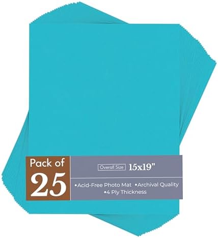 Aquamarine Blue 15x19 Uncut Premium Mat Board - No Opening - 25 Mats