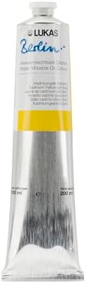 Lukas Berlin Pro Artists Water Mixable Oil Paint 200 ml Tube Cadmium Yellow Light Hue, Water Soluble, Lightfast Pigment, Quick Drying, Easy Clean-Up, Eco-Friendly, Professional Quality, 40 Color Range