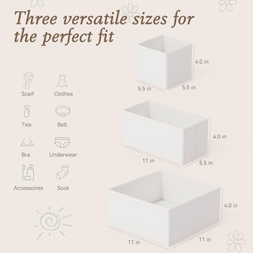 Criusia Drawer Organizers 18-Piece Set, Dresser Organizer for Baby Clothes, Foldable Closet Storage & Drawer Dividers for Underwear, Socks, Nursery (White)