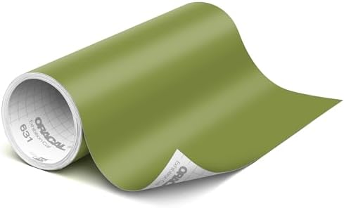ORACAL 631 Matte Olive Vinyl Durable Roll Easy to Weed Permanent Adhesive Craft Vinyl for Plotting Machines, Decals & DIY Projects 12” x 15ft + Transfer Tape 12" x 24"