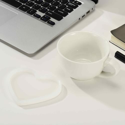 MECCANIXITY 2 Pcs Coaster Silicone Casting Mould, 4x5cm/1.6x2in Heart Shape Epoxy Casting Resin Mould Tools for Resin Coaster Home Decor DIY Craft Handmade Colorful Amber Handicraft
