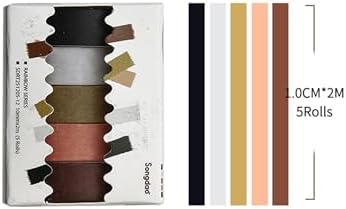 Solid Color Washi Tape Set - 5 Rolls Gradient Rainbow Adhesive Tapes Pastel Arts Decorative Masking Tape Sets for Craft, Kids, Scrapbook, DIY, Gift Wrapping (12-Classic Tone)