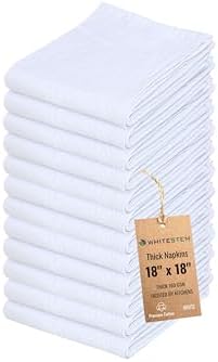 Flour Sack Towels 100% Cotton Dish Towel Reusable Baking Cloth for Bread Dough, Baguettes, Ciabatta, Machine Washable, Kitchen Towels for Cleaning – Set of 12 (18"x18") - White