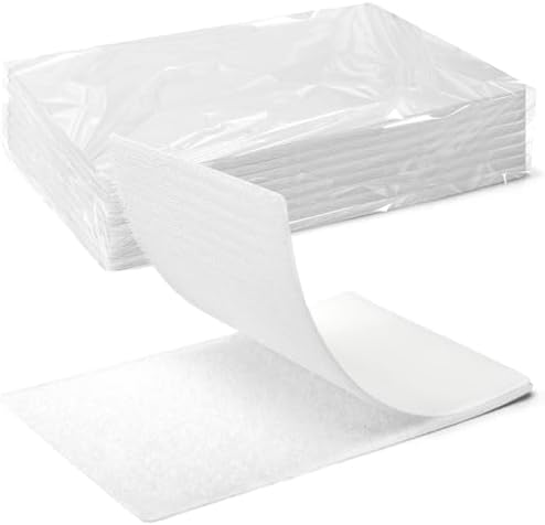 Art3d 8 Sets Hook and Loop Tape, 4"x 6" Sticky Back, Heavy Duty, White