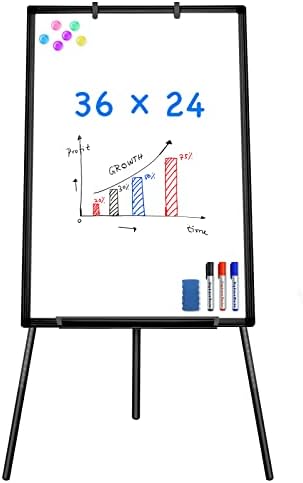 Maxtek Easel Whiteboard 36 x 24, Stand Tripod with Height Adjustable, Black