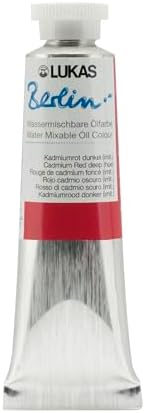 Lukas Berlin Pro Artists Water Mixable Oil Paint 37 ml Tube Cadmium Red Deep Hue, Water Soluble, Lightfast Pigments, Quick Drying, Easy Clean-Up, Eco-Friendly, Professional Quality, 40 Color Range