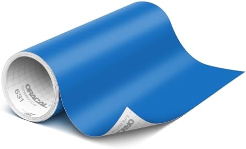 ORACAL 631 Matte Azure Blue Vinyl Durable Roll Easy to Weed Permanent Adhesive Craft Vinyl for Plotting Machines, Decals & DIY Projects 12” x 15ft + Transfer Tape 12" x 24"