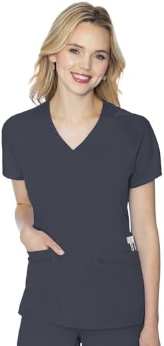 Med Couture Touch Scrub Top for Women Raglan Sleeve 6 Pockets Modern Fit