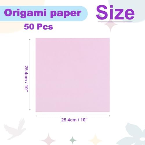 DMiotech 10x10 Inch Origami Paper Large 7 Colors Pink Square 50 Sheets