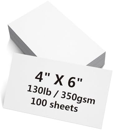 100 Sheets Blank White Cardstock 4" x 6" Thick Paper 130lb/350gsm
