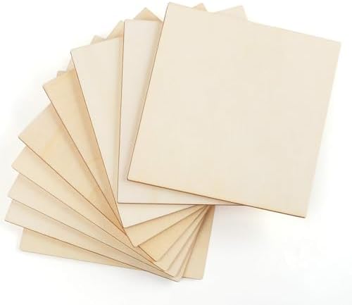 ilauke Wood Squares 5x5, 50Pcs Unfinished Plywood Wood Sheets 1/8