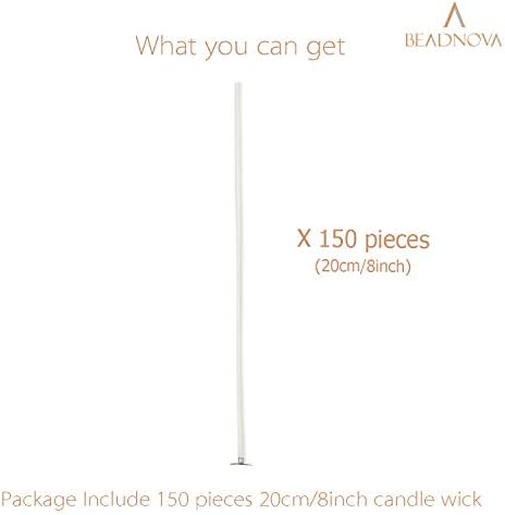 BEADNOVA Candle Wicks 8 Inch 150pcs Large Cotton Wicks for Soy Wax Candles Making Supplies