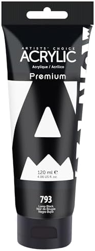 AUREUO Lamp Black Acrylic Paint, 4 Fl Oz / 120ml Single Tube, Rich Pigment Art Craft Paints for Canvas, Rocks, Wood, Ceramic, Fabric - Art Supplies for Beginners, Professionals, Artists