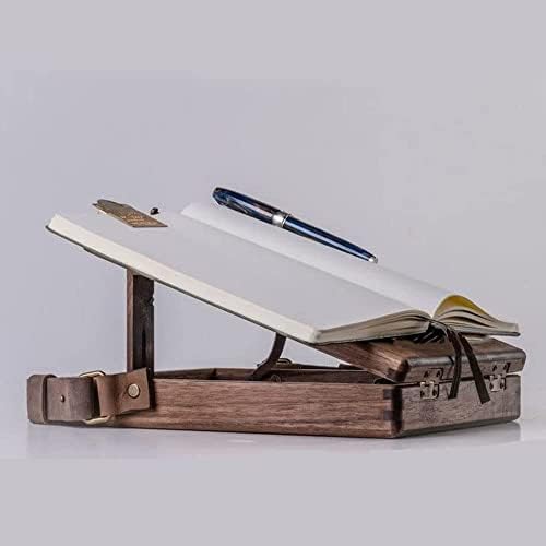 Writers Messenger Wood Box, Multifunctional Wooden Handmade Crossbody Postman Bag Portable Artist Tool Bag Painting Brush Tool Storage Sketch Box Easel for Outdoor Painting (Brown)…