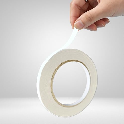 6mm Double Sided Tape White 4 Rolls (Total Length 133 Yards), 1/4 Inch Strong Adhesive Sticky Wrap Tape for Crafts Gift Wrapping Paper Card Making Home Office School Stationery