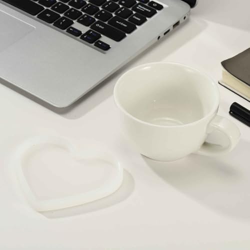 MECCANIXITY 2 Pcs Coaster Silicone Casting Mould, 14.5x13cm/5.8x5.2in Heart Shape Epoxy Casting Resin Mould Tools for Resin Coaster Home Decor DIY Craft Handmade Colorful Amber Handicraft