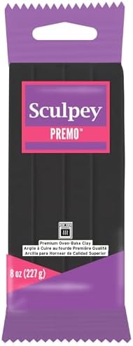 Sculpey Premo Black Polymer Clay - 8 oz Large Pack - Oven Bake Clay | Professional modeling clay for jewelry making and sculpting. Strong, durable finish for caning and mokume gane