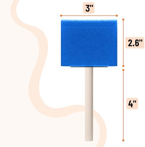 Bates- Foam Paint Brushes, 3", 50 Pack, Blue Sponge Brushes for Painting, Sponge Paint Brush