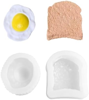 3D Toast Bread Silicone Mold & Fried Egg Fondant Mold, Non-Stick Food Shape Candle Moulds for Chocolate, Resin, Soap | Cute Bread Molds for Baby Shower & Birthday Party DIY Crafts‌ (Toast)