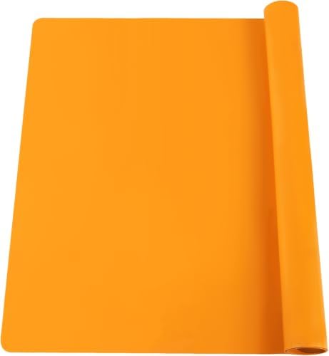 Extra Large Silicone Mats for Kitchen Counter, 27.6'' x 15.7'' Silicone Placemats for Kids, Nonstick Silicone Mat for Baking Crafts, Nonskid Heat Resistant Mat Orange Kids Placemats for Table,1Pcs