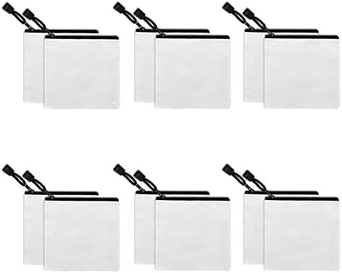 12 Pack DIY Craft Cotton Canvas Bag, Multi-Purpose Cosmetic Bag Makeup Pouches with Zipper Travel Toiletry Bag (XS, white)
