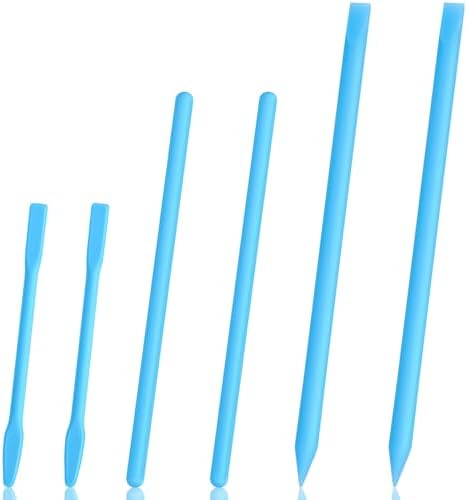 Gartful 6PCS Silicone Stir Sticks, Reusable Mixing Sticks for Epoxy Resin, Paint, Making Glitter Tumblers Cups, Arts, Crafts, Facial Mask Stirring Rods, Blue