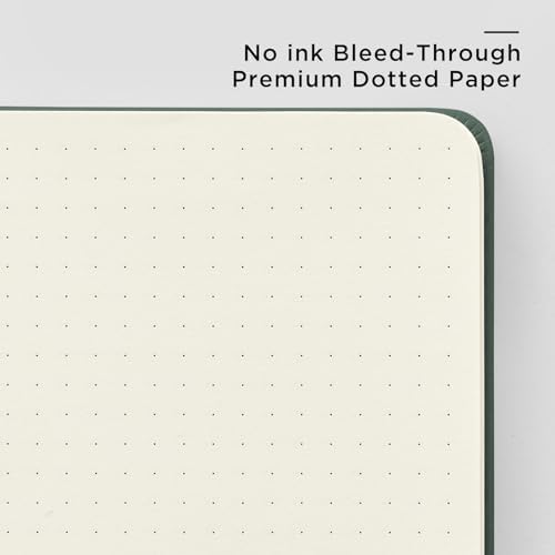 &And Per Se Dotted Notebook with Pen, A5 Hardcover Dotted Journal, 160 Pages 100GSM Thick Paper Dot Grid Journal with Fineliner Pen (Green)