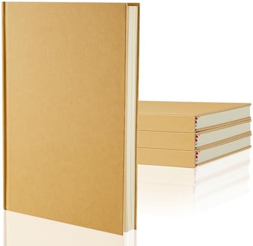 Henoyso 4 Pcs A5 Blank Notebook Journal Hardcover Sketchbook, 8.3 x 5.7 in
